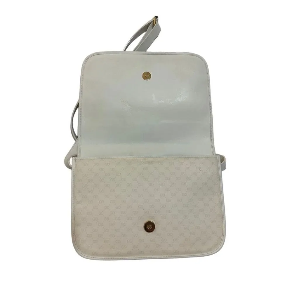 Gucci white Gg canvas and leather cross body bag